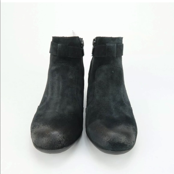 Boc Open Strap Back Ankle Bootie Heel Waxed Suede - Picture 4 of 7